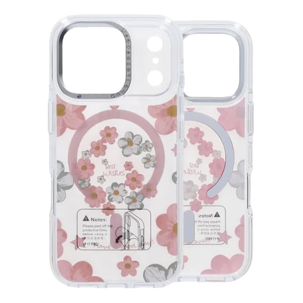 Gradient Floral Magnetic Case For iPhone 17 Pro Pink