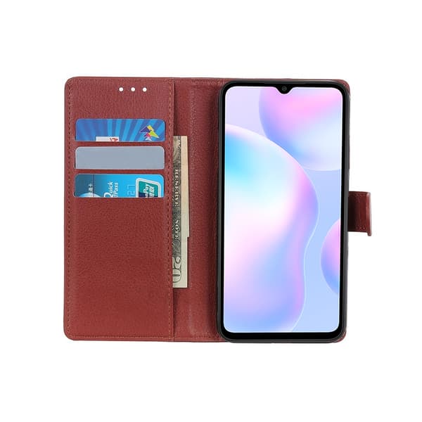 Xiaomi Redmi 9A Plånboksfodral med Stativ - Brun