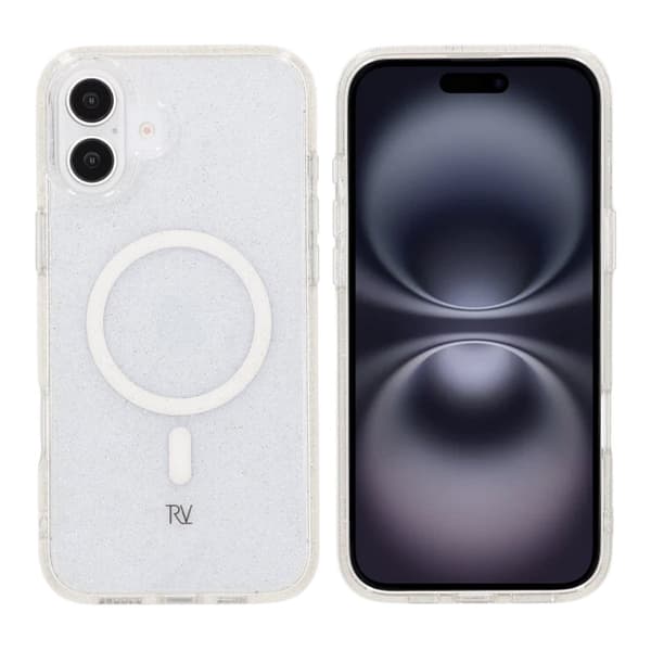 iPhone 16 Plus Rvelon Mobilskal TPU med MagSafe - Glitter Vit