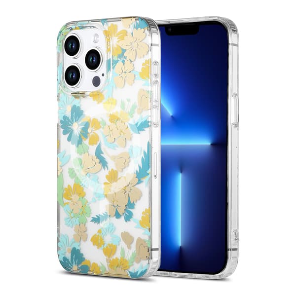 iPhone 13 Pro Case MagSafe - Flowers Turquoise