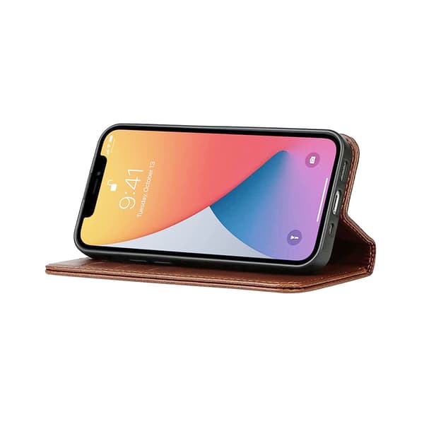 iPhone 13 Pro Plånboksfodral Läder Rvelon - Brun