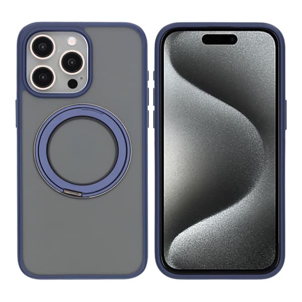 Matte case 360 ​​rotating bracket Mobile Phone Case For iPhone 15 Pro Max Blue