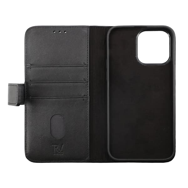iPhone 14 Pro Max Plånboksfodral Läder Rvelon - Svart