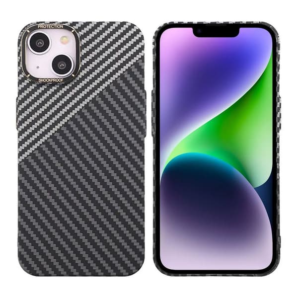 iPhone 15 Plus Mobilskal i Kolfiber - Svart och Vit