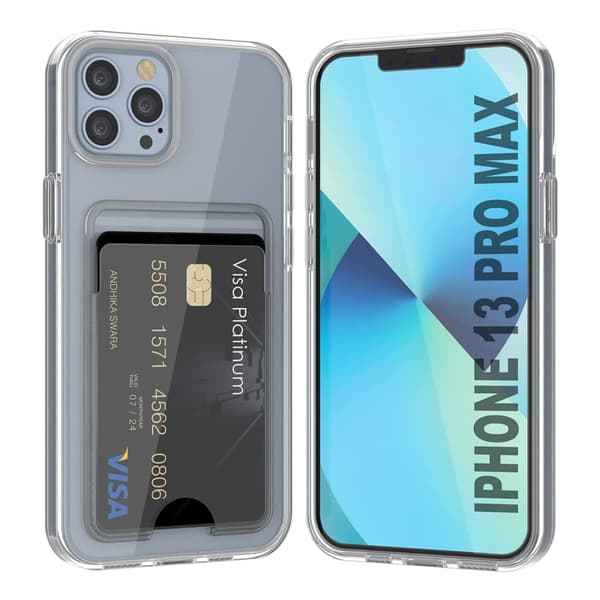 iPhone 13 Pro Max Case with Card Holder TPU - Transparent