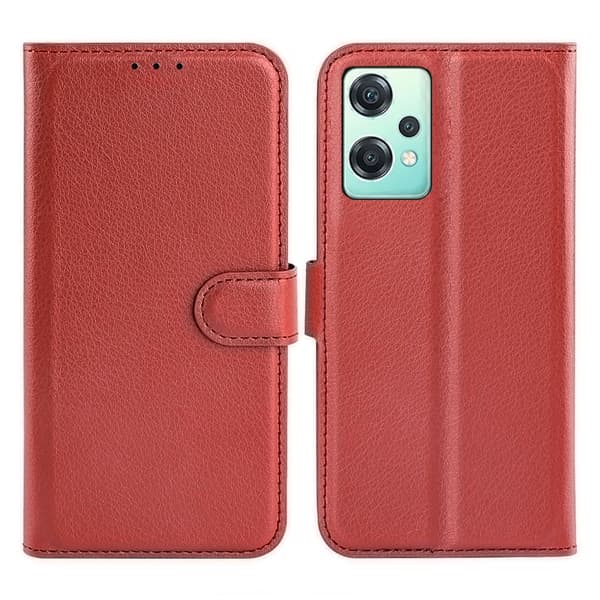 Flip Stand Leather Wallet Case For OnePlus Nord CE 2 Lite Brown