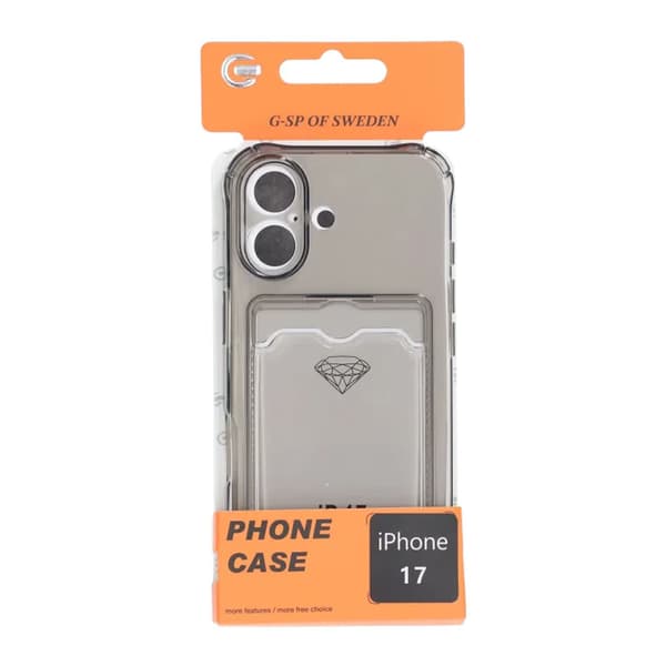 Shockproof Mobile Case with Card Holder for iPhone 17 - Black