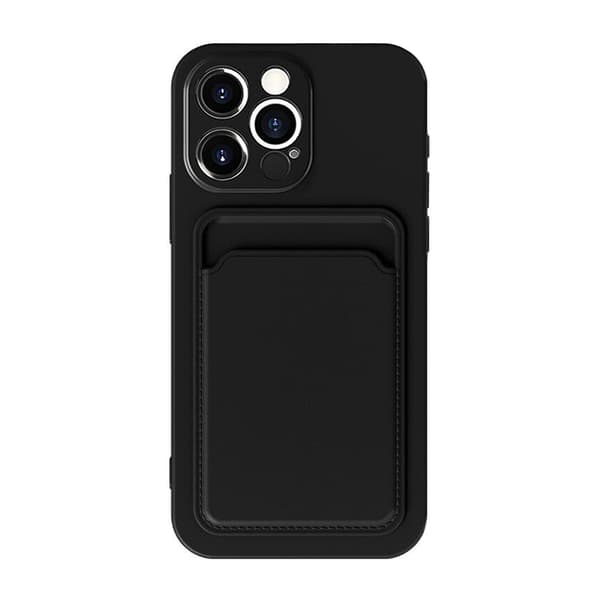 iPhone 13 Pro Silicone Case with Card Holder - Black