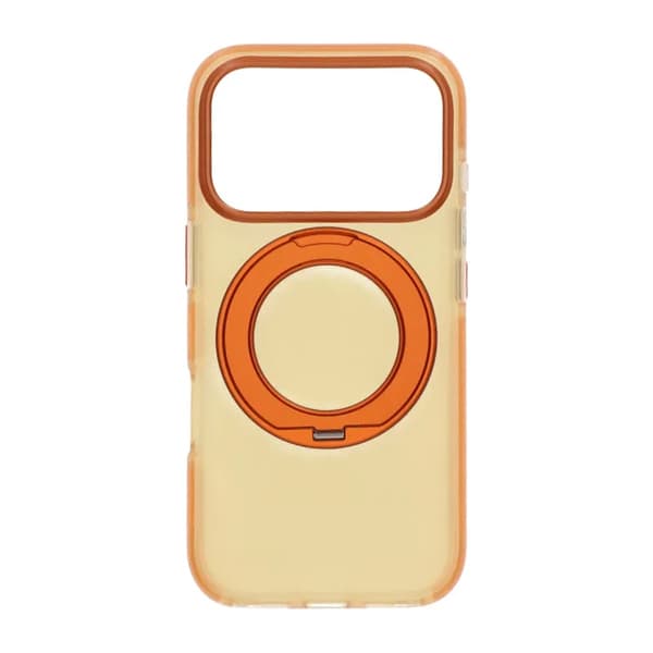 Iridescent Shockproof Case with 360 degree Rotatable Kickstand For iPhone 17 Pro Max Orange