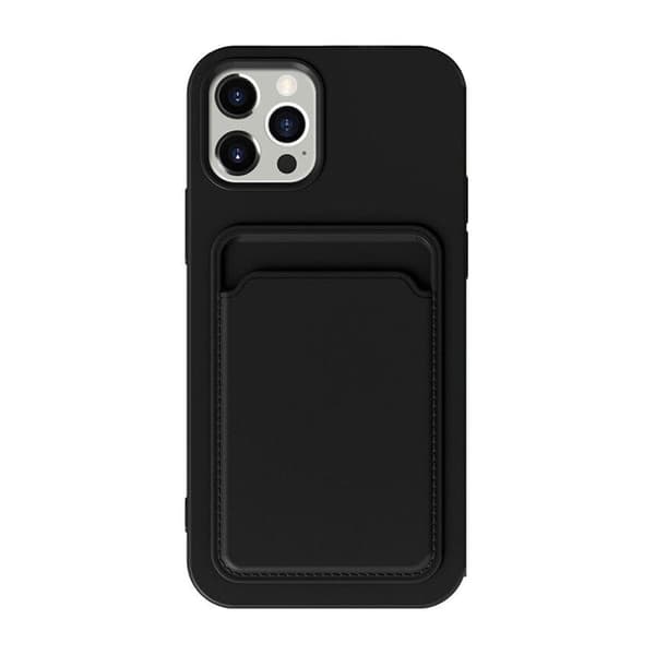 Silicone Case with Card Holder iPhone 15 Pro Max Black
