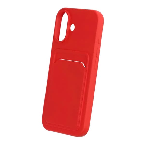 Silicone Mobile Case with Card Holder for iPhone 17 - Red