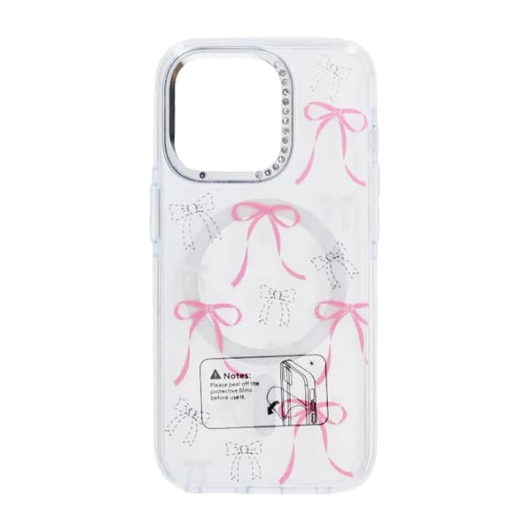 Skal Magsafe till iPhone 15 Pro Max - Transparent med rosett
