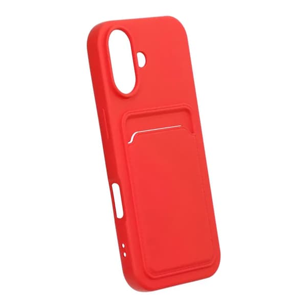 Silicone Mobile Case with Card Holder for iPhone 17 - Red