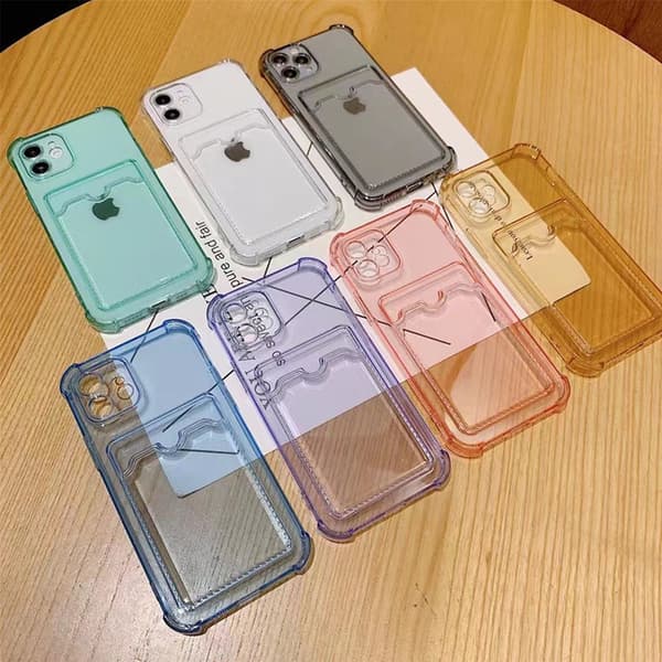 iPhone 12 Pro Max Shockproof Case with Card Holder - Transparent