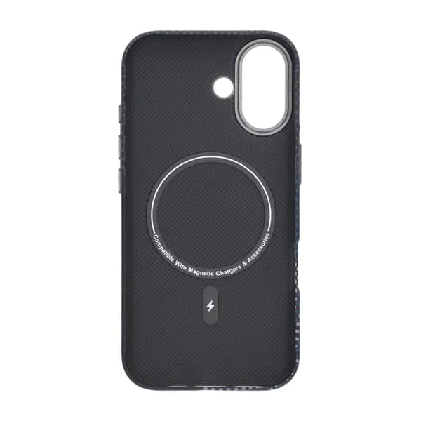 Aramid Fiber Phone Case for iPhone 17 - Blue with Grid