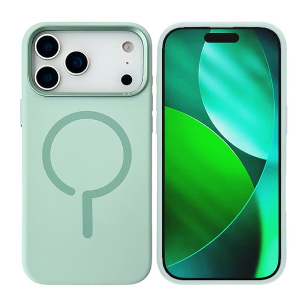Silicone Mobile Case with Camera Metal Frame for iPhone 17 Pro Max - Green