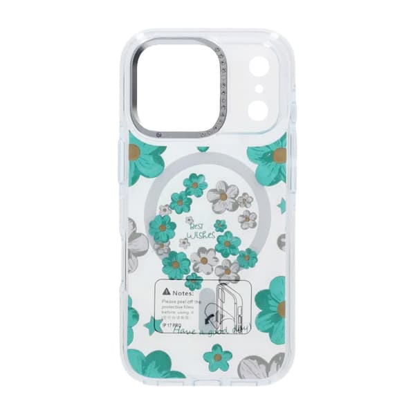 Gradient Floral Magnetic Case For iPhone 17 Pro Max Green