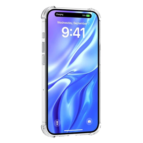 Shockproof Phone Case with Card Holder for iPhone 17 Pro Max - Clear