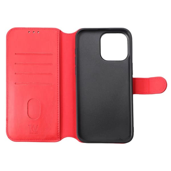 iPhone 15 Pro Max Plånboksfodral Magnet Rvelon - Röd