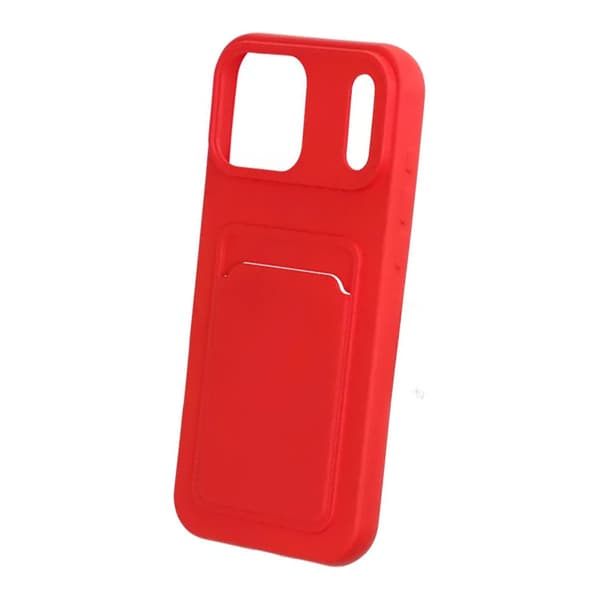Silicone Mobile Case with Card Holder for iPhone 17 Pro Max - Red
