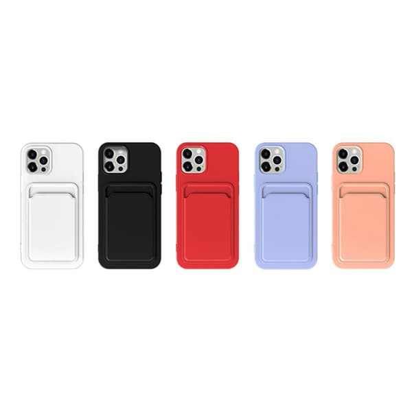 iPhone 14 Pro Silicone Case with Card Holder - Pink