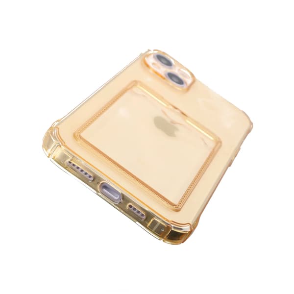 iPhone 14 Plus Shockproof Case with Card Holder - Yellow