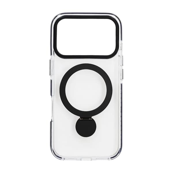 Case Magsafe for iPhone 17 Pro Max - Transparent black with ring stand
