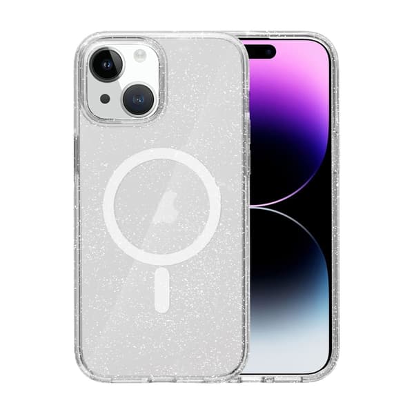 iPhone 14 Hybrid Case With Glitter - Transparent