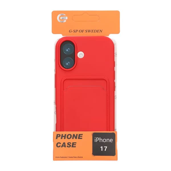 Silicone Mobile Case with Card Holder for iPhone 17 - Red