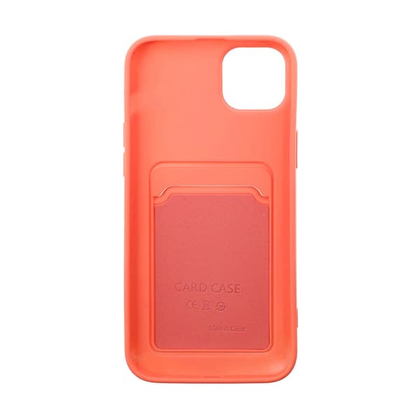 iPhone 14 Plus Silikonskal med Korthållare - Orange