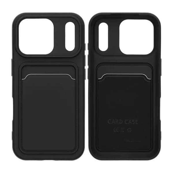 Silicone Mobile Case with Card Holder for iPhone 17 Pro - Black