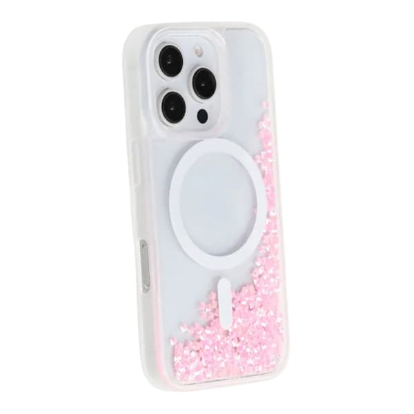 Diamond Quicksand Magnetic Case For iPhone 16 Pro Pink