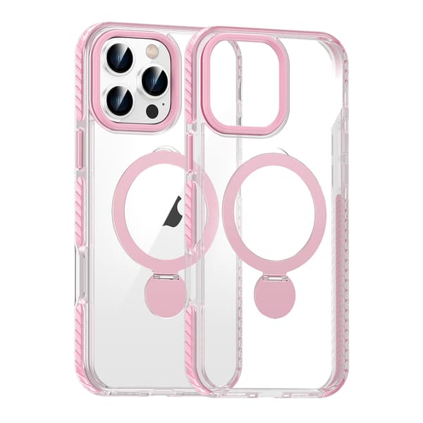 Pindun 360°Rotating Stand Magnetic Case For iPhone 16 Pro Max Pink
