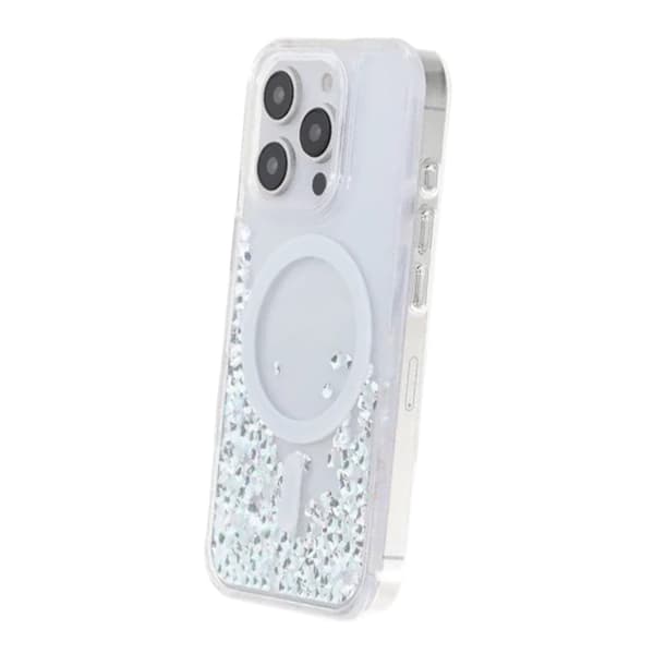 Diamond Quicksand Magnetic Case For iPhone 16 Pro White