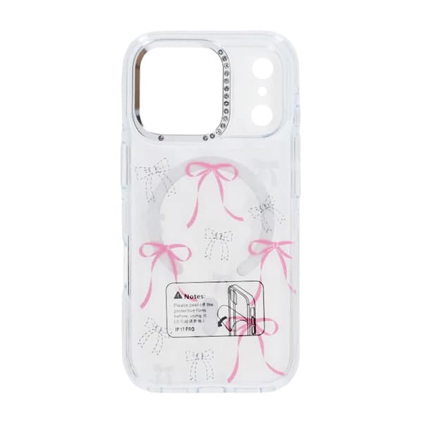 Case Magsafe for iPhone 17 Pro Max - Transparent with bow