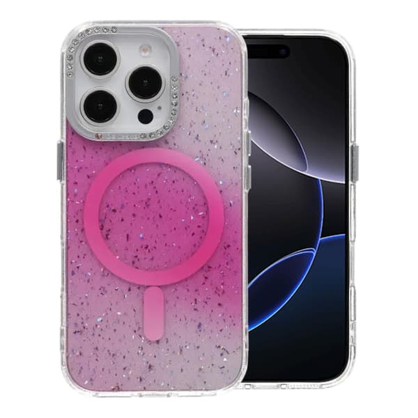Glitter Diamond Magnetic Case - iPhone 16 Pro Pink