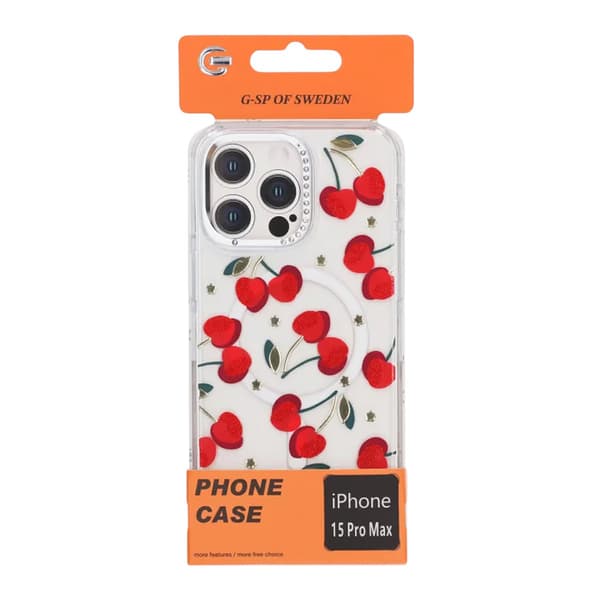 Case Magsafe for iPhone 15 Pro Max - Transparent with cherry