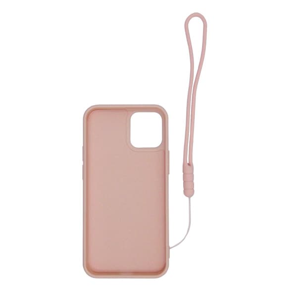 iPhone 12 Pro Max Silicone Case with Ring Holder and Hand Strap - Pink