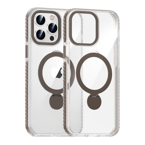 Pindun 360°Rotating Stand Magnetic Case For iPhone 15 Pro Gray