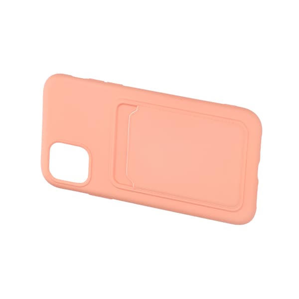 iPhone 11 Silicone Case with Card Holder - Pink