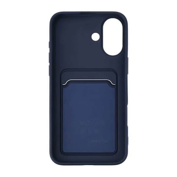 iPhone 16 Silicone Mobile Case with Card Holder - Blue