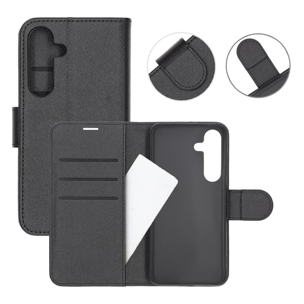 Flip Stand Leather Wallet Case For Samsung A54 5G Black