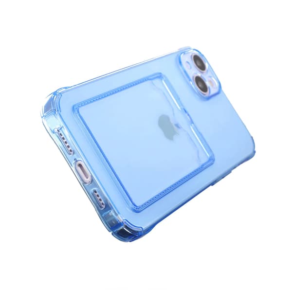 iPhone 14 Plus Shockproof Case with Card Holder - Blue