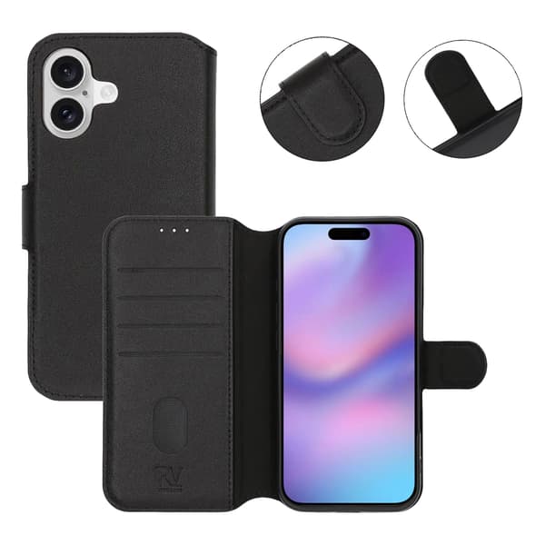 RV Genuine leather Wallet Case iPhone 17 Black