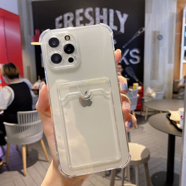 Shockproof Case with Card Holder iPhone 13 - Transparent
