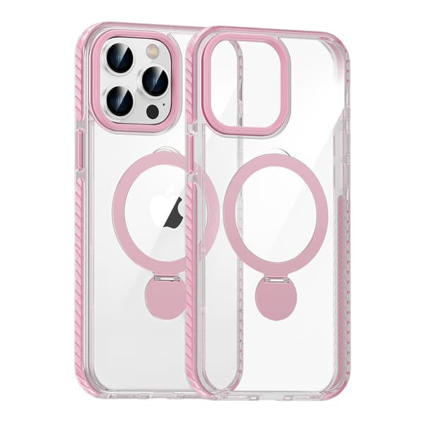 Pindun 360°Rotating Stand Magnetic Case For iPhone 14 Pro Max Pink