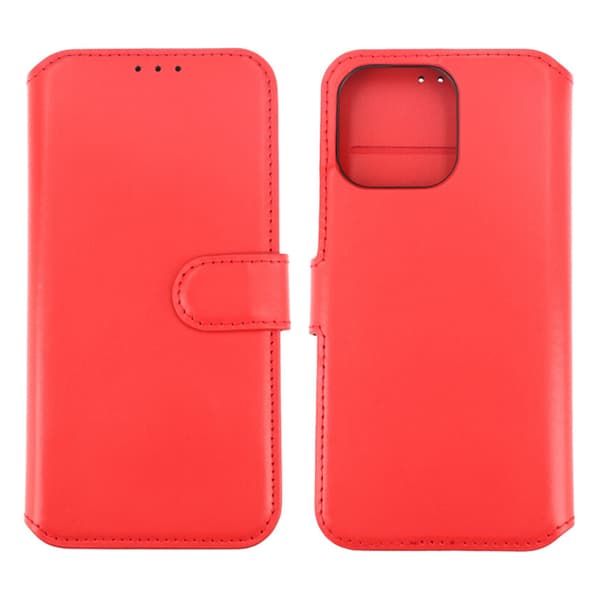 iPhone 15 Pro Max Plånboksfodral Läder Rvelon - Röd