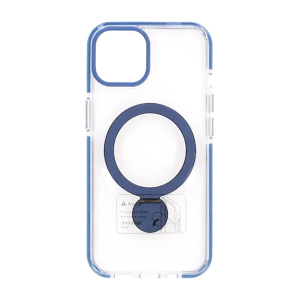 Case Magsafe for iPhone 15 - Transparent blue with ring stand