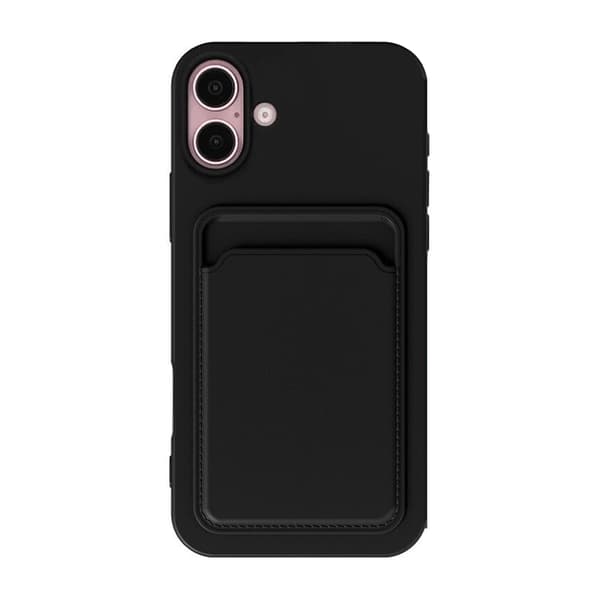 Silicone Case with Card Holder iPhone 16 - Black