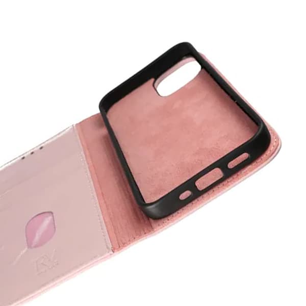 iPhone 12 Mini Plånboksfodral Läder Rvelon - Rosa
